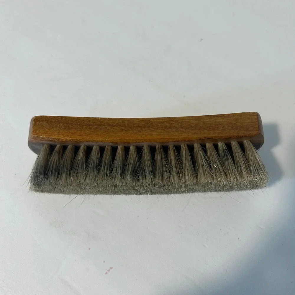 Star 100% Horsehair Shoe Shine Brush Brown Vintage Excellent Wood Made in Brazil
